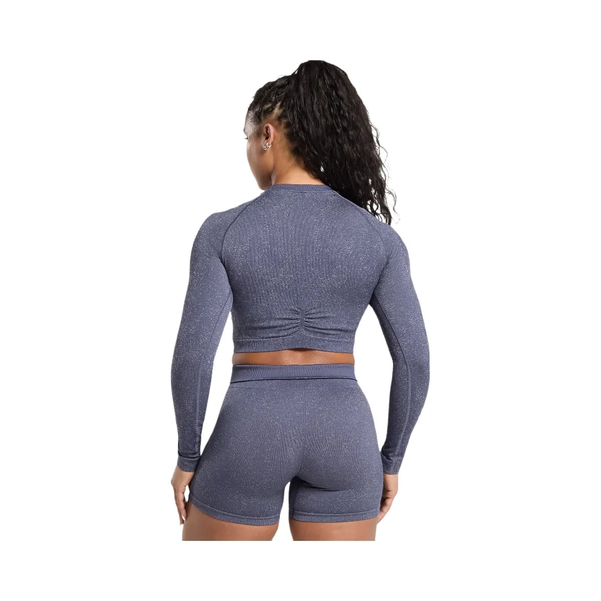 Gymshark Adapt Fleck Seamless Long Sleeve Crop Top - Weighted Purple/Metal Purple