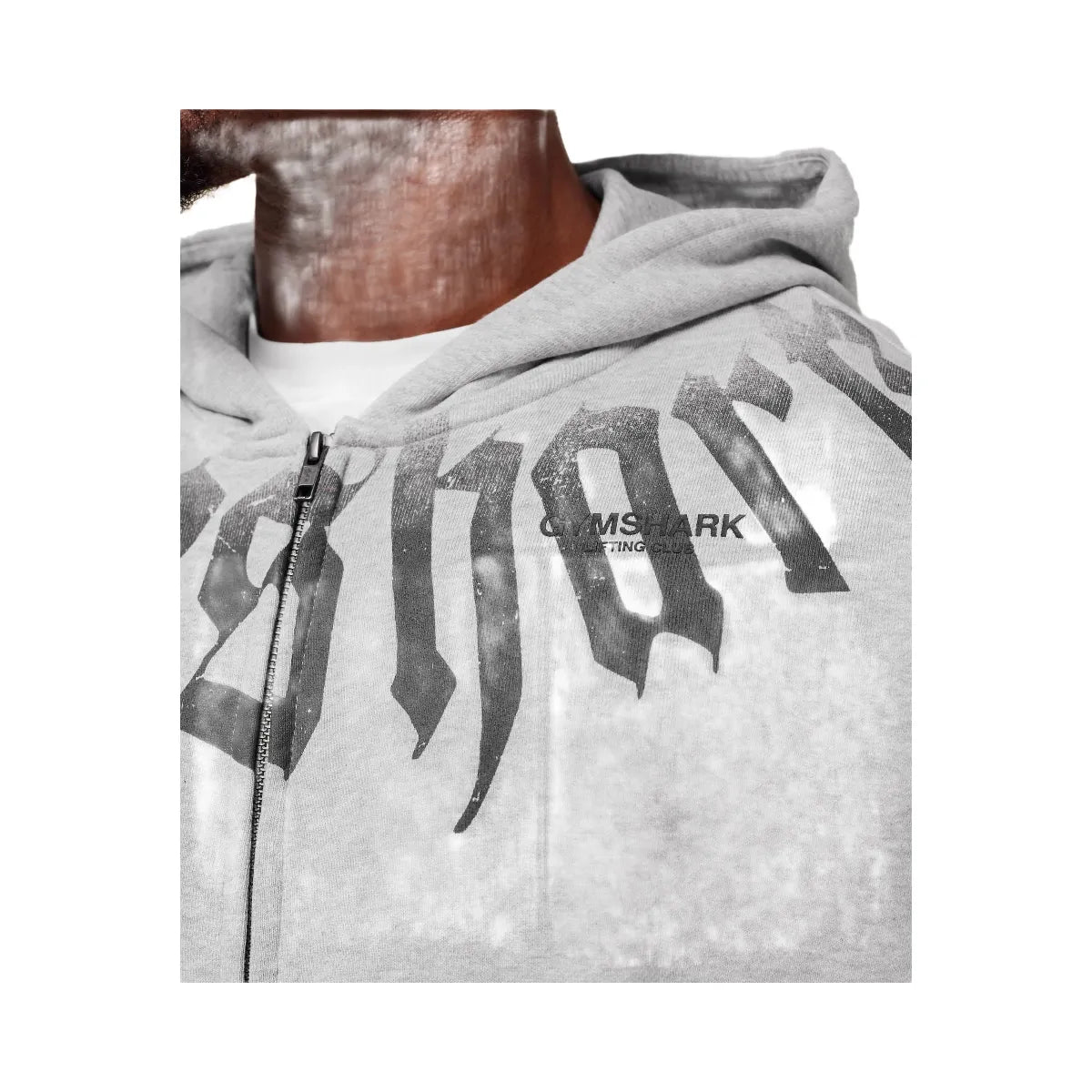Gymshark Fade Graphic Zip Up Hoodie - Light Grey Core Marl