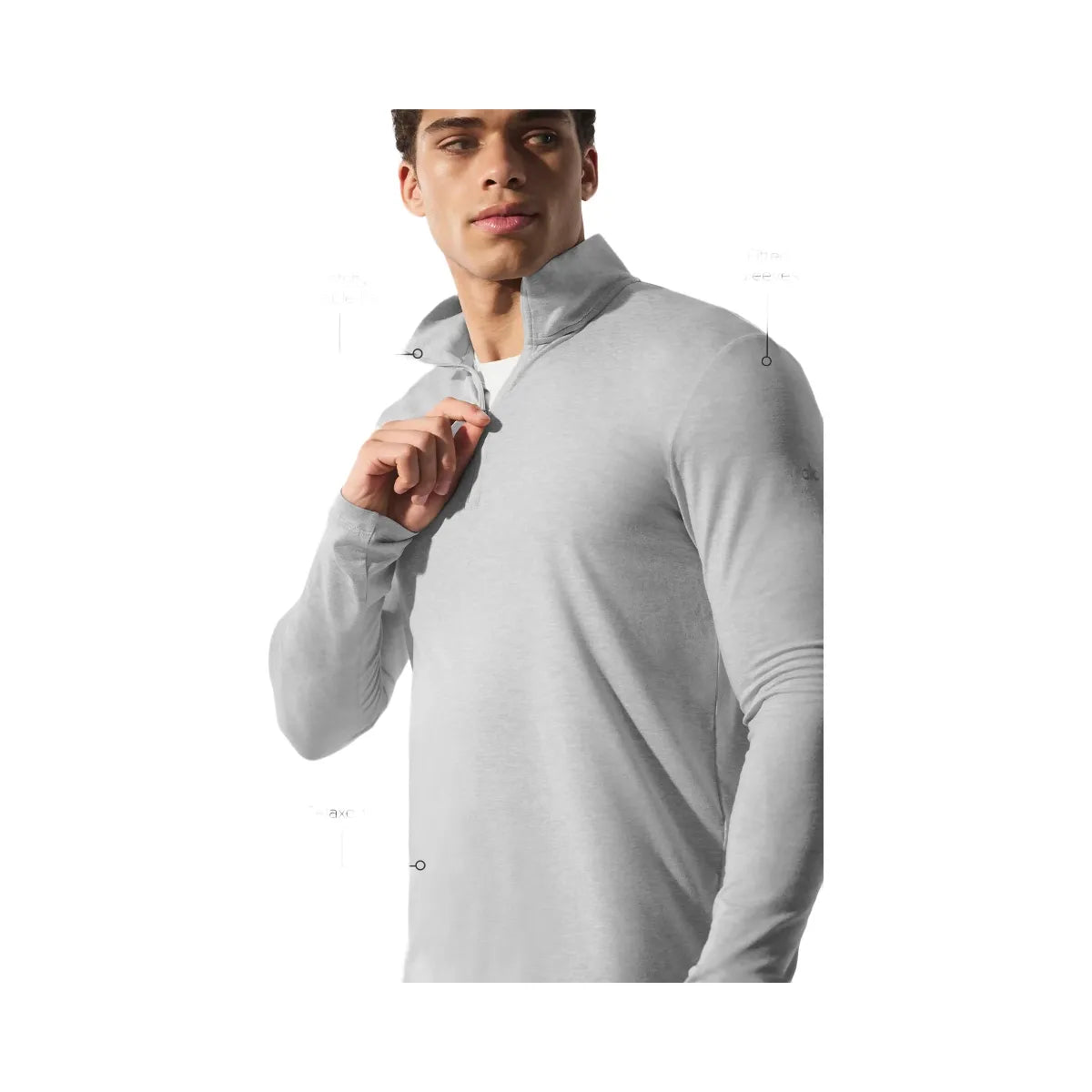 Alo Men's Conquer 1/4 Zip Reform Long Sleeve - Athletic Heather Grey