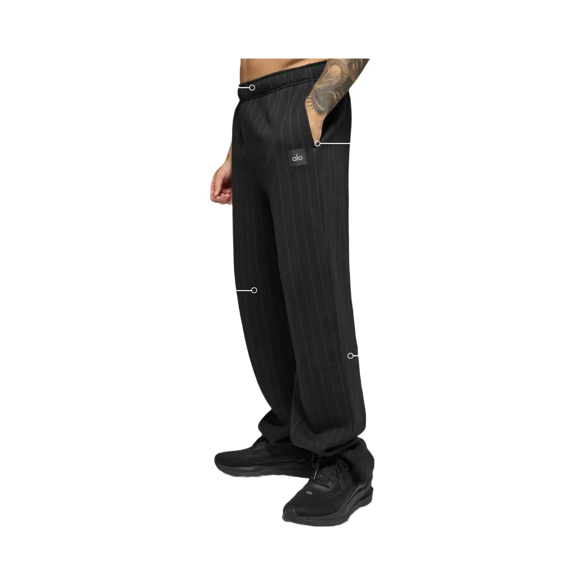 Alo Men's Pinstripe Straight Leg Sweatpant - Black Pinstripe