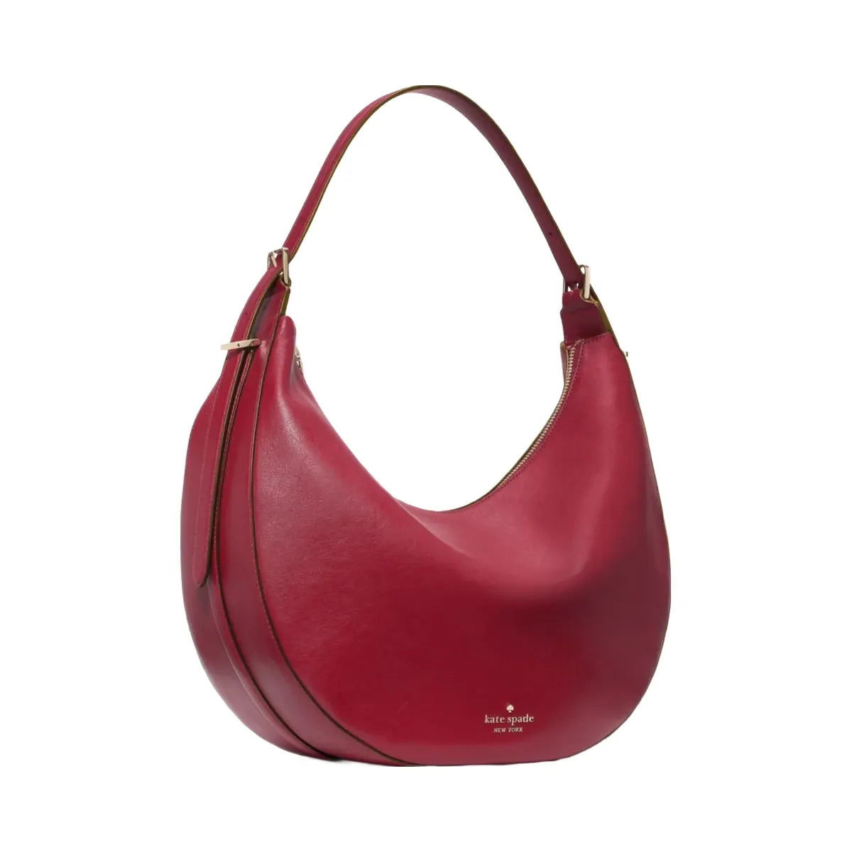Kate Spade Nova Smooth Leather Large Crescent Shoulder Bag Red Jam
