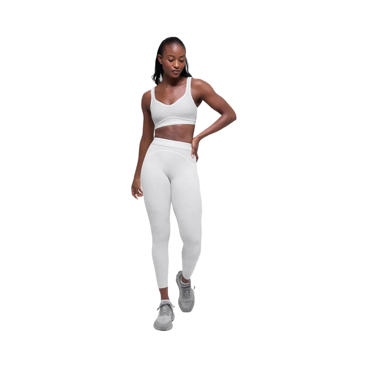 Alo Women's 7/8 High-Waist Alosoft Heart Throb Legging - Athletic Heather Grey/White