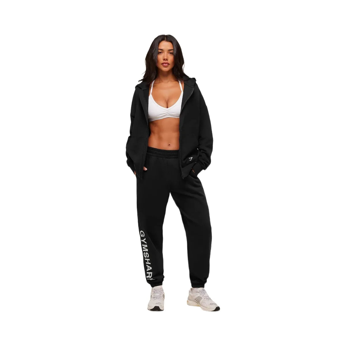 Gymshark Embroidered Zip Up Hoodie - Black