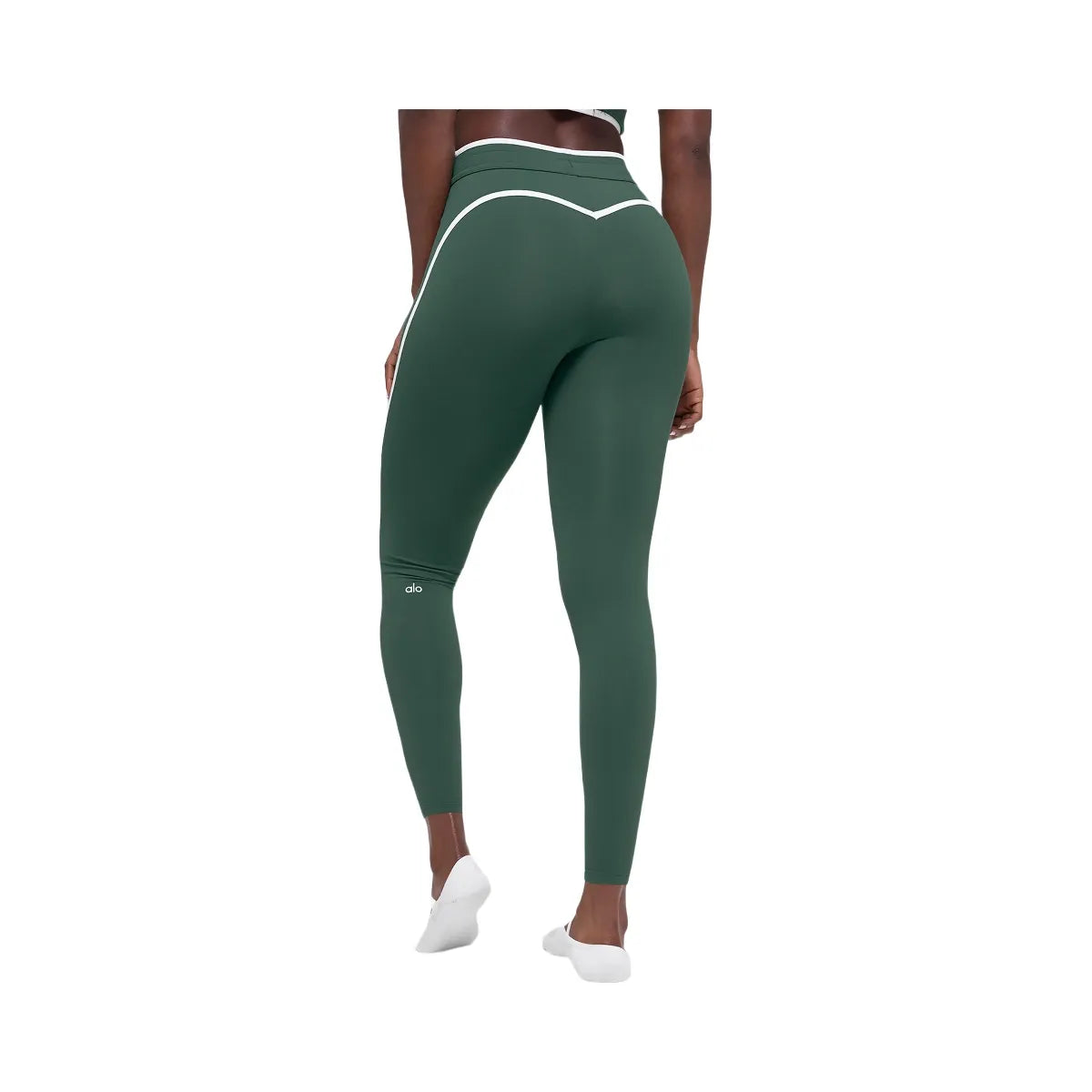 Alo Women's Airbrush High-Waist Race Pace 7/8 Legging - Clover Green/White
