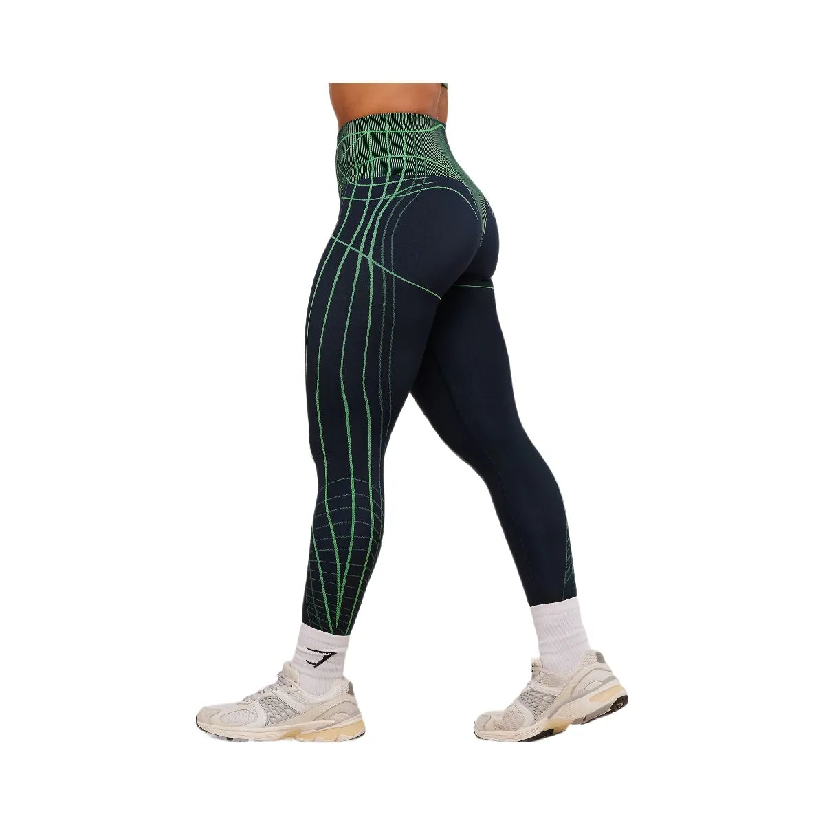 Gymshark Apex Seamless Leggings - Heavy Blue/Active Green