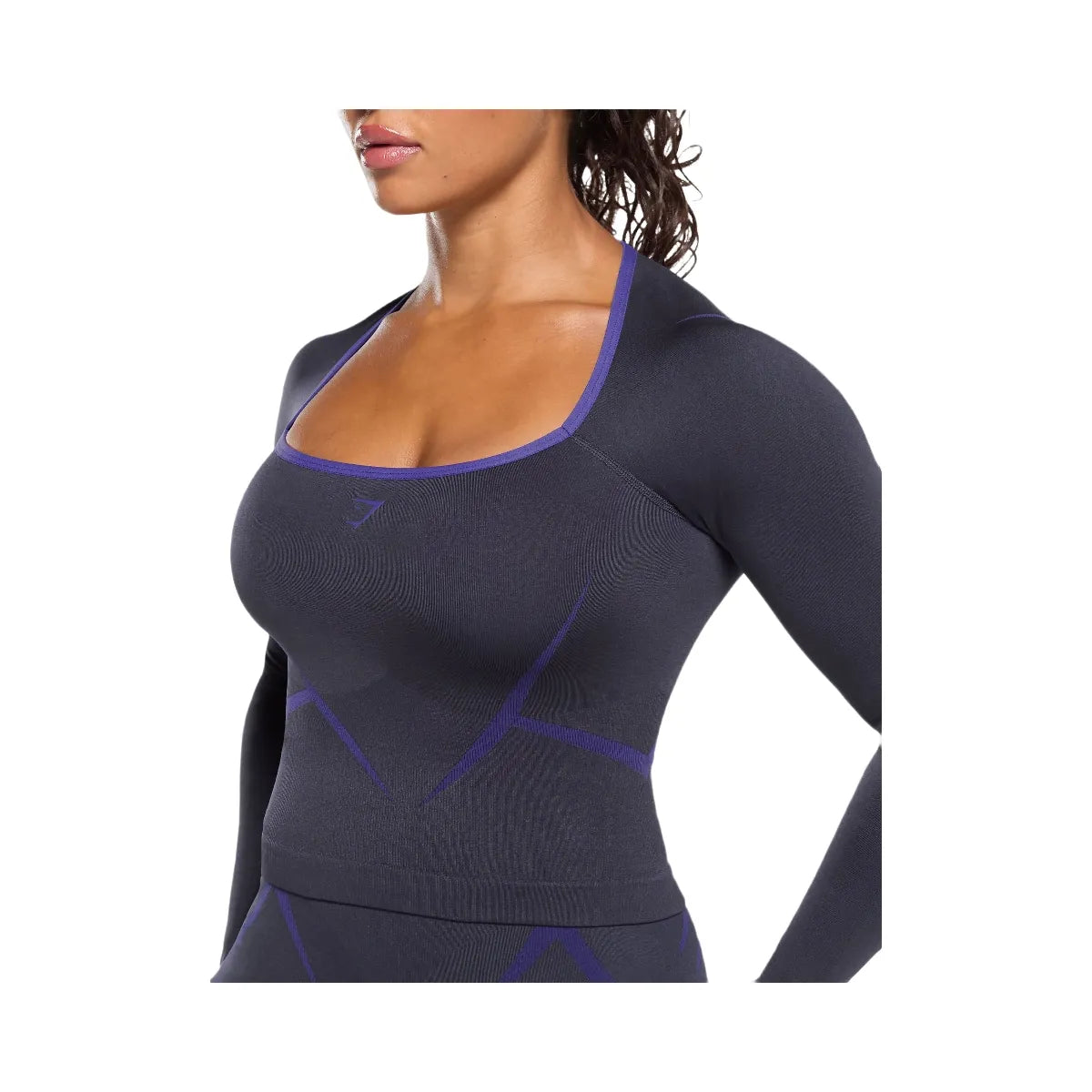 Gymshark Apex Lift Seamless Long Sleeve Crop Top - Heavy Blue/Cobalt Purple