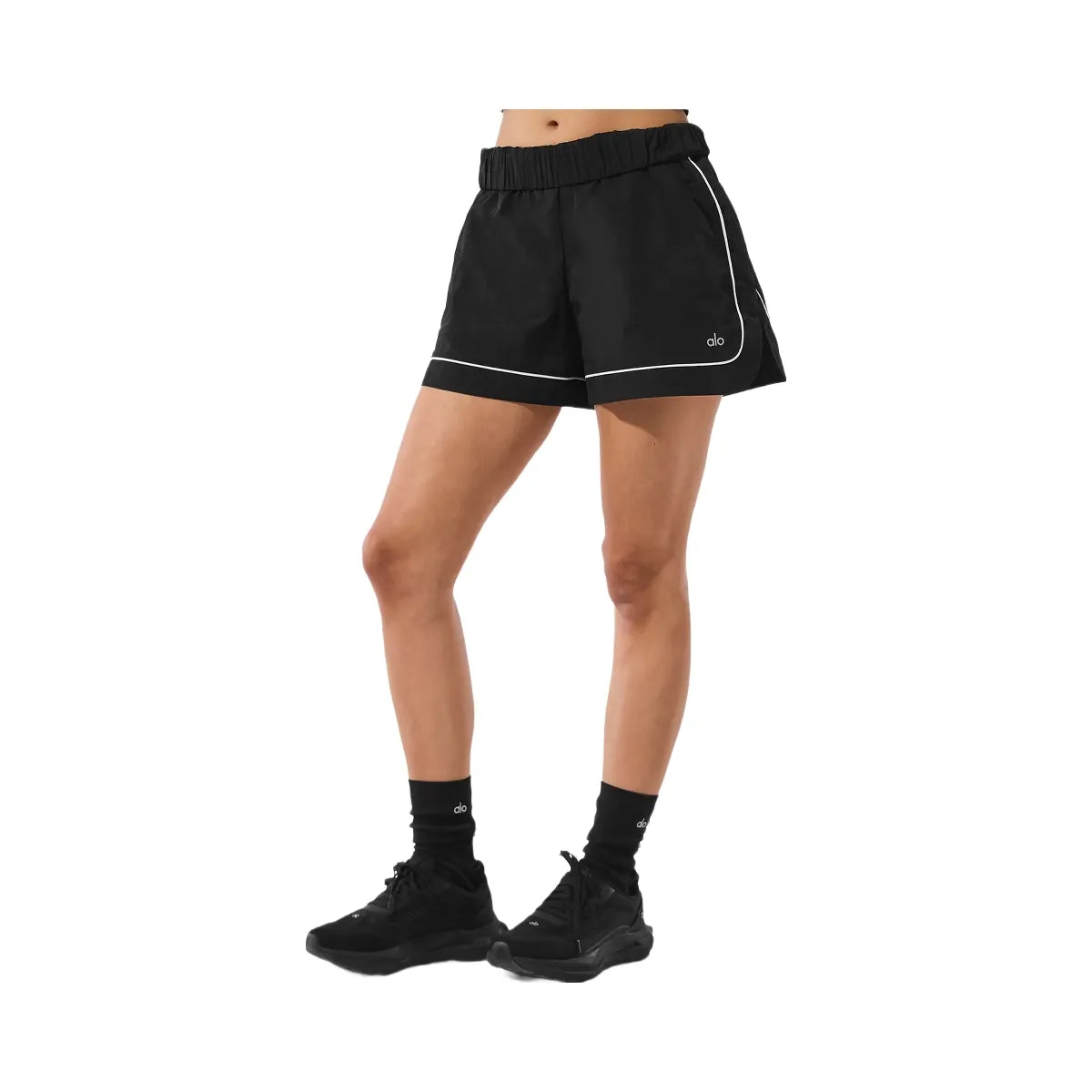 Alo Women's Motivate Track Short - Black/White