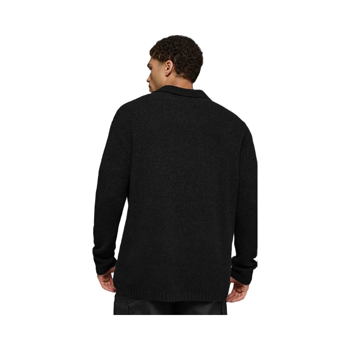 Alo Men's Textured Knit Long Sleeve Polo - Black