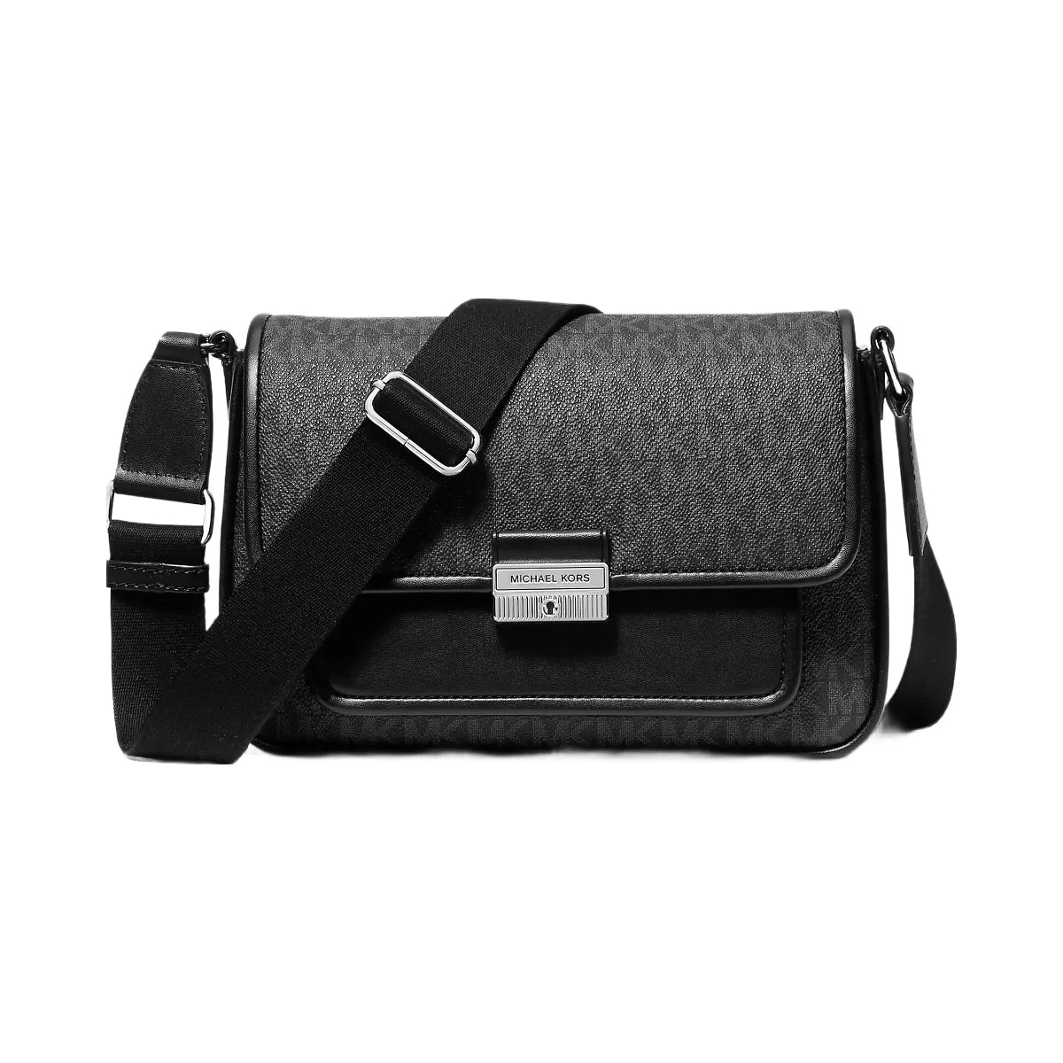 Michael Kors Bradshaw Medium Signature Logo Messenger Bag Black