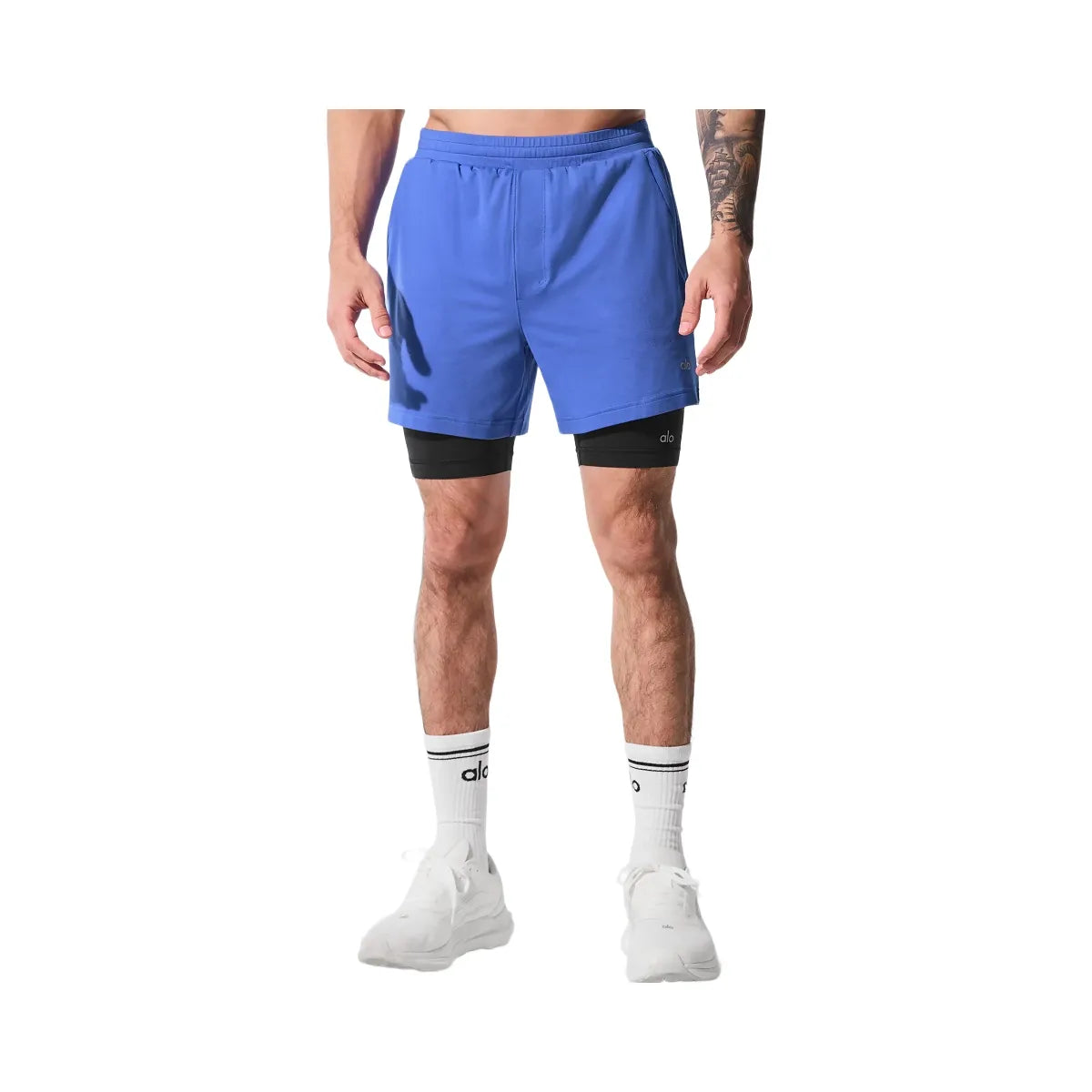 Alo Men's Conquer React 2-In-1 Performance Short - Marathon Blue/Black