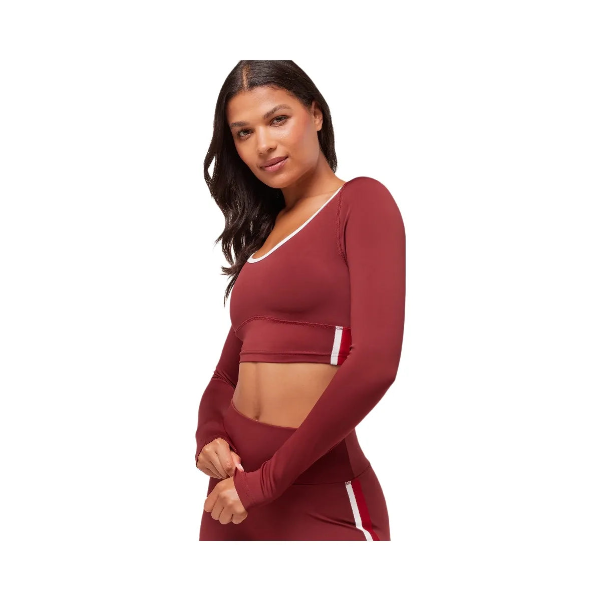 Gymshark Piping Long Sleeve Crop Top - Sets Red/Carmine Red/Soft White