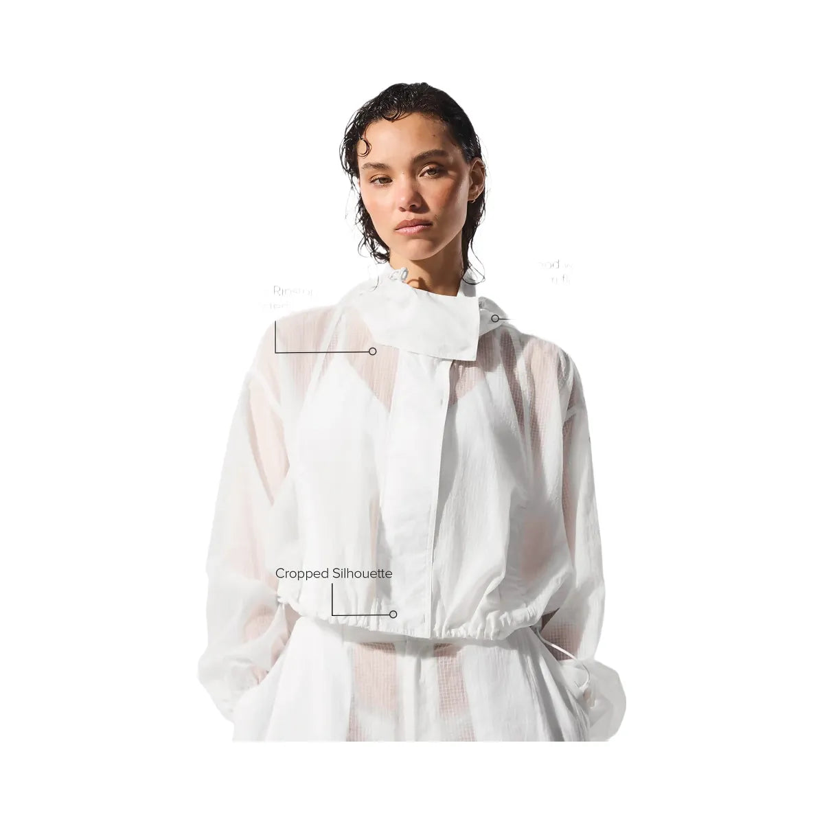 Alo Women's Cropped Game Time Full Zip Jacket - White