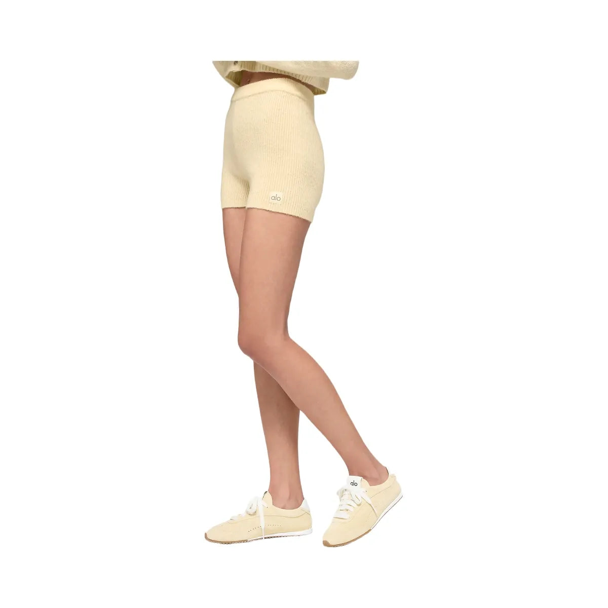 Alo Women's Wool Cashmere Ribbed Noble Short - Candlelight Yellow