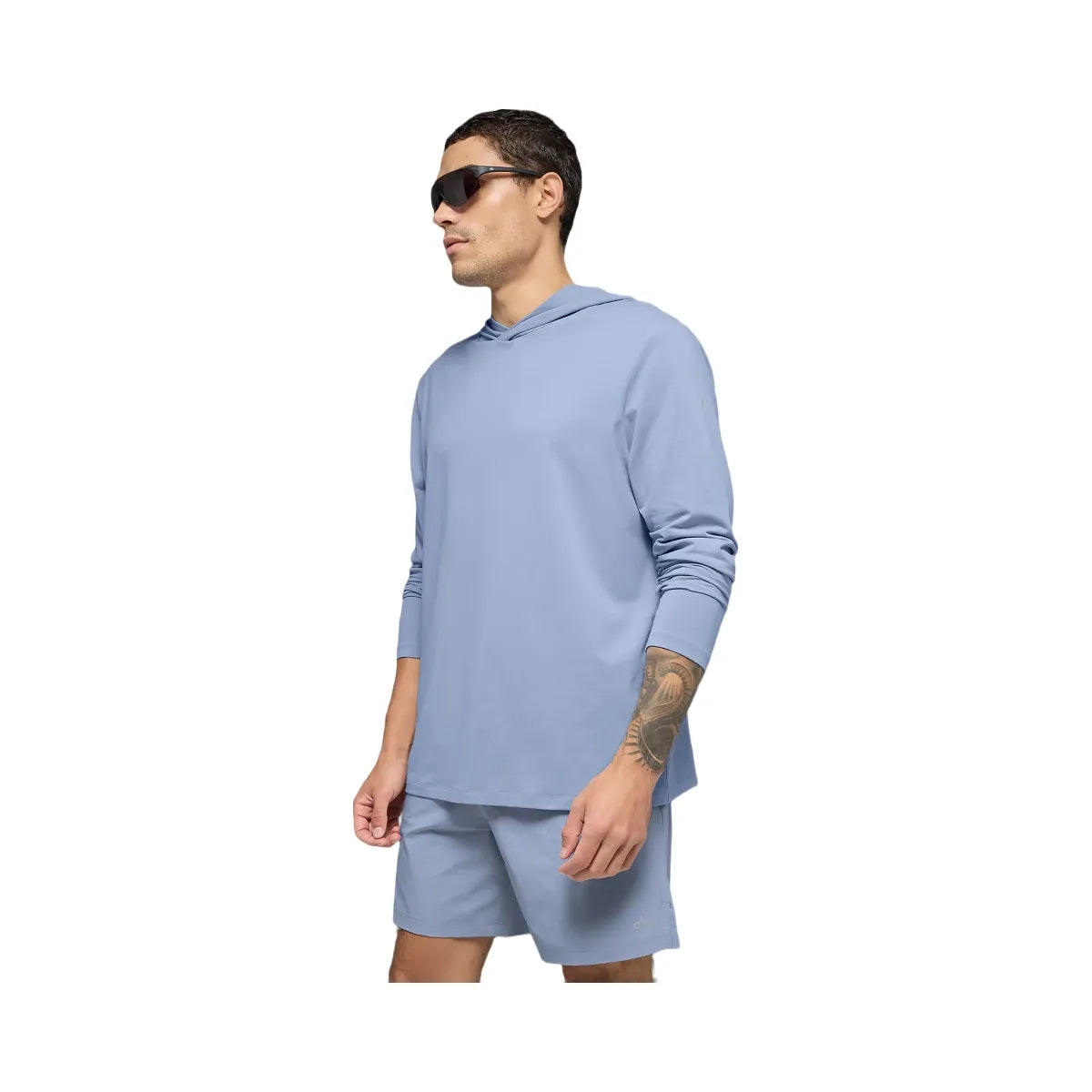 Alo Men's Conquer Reform Long Sleeve With Hood - Winter Frost