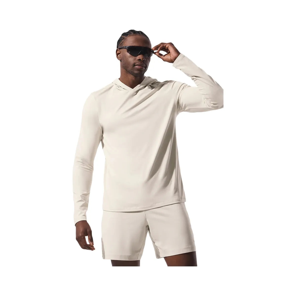 Alo Men's Conquer Reform Long Sleeve With Hood - Bone