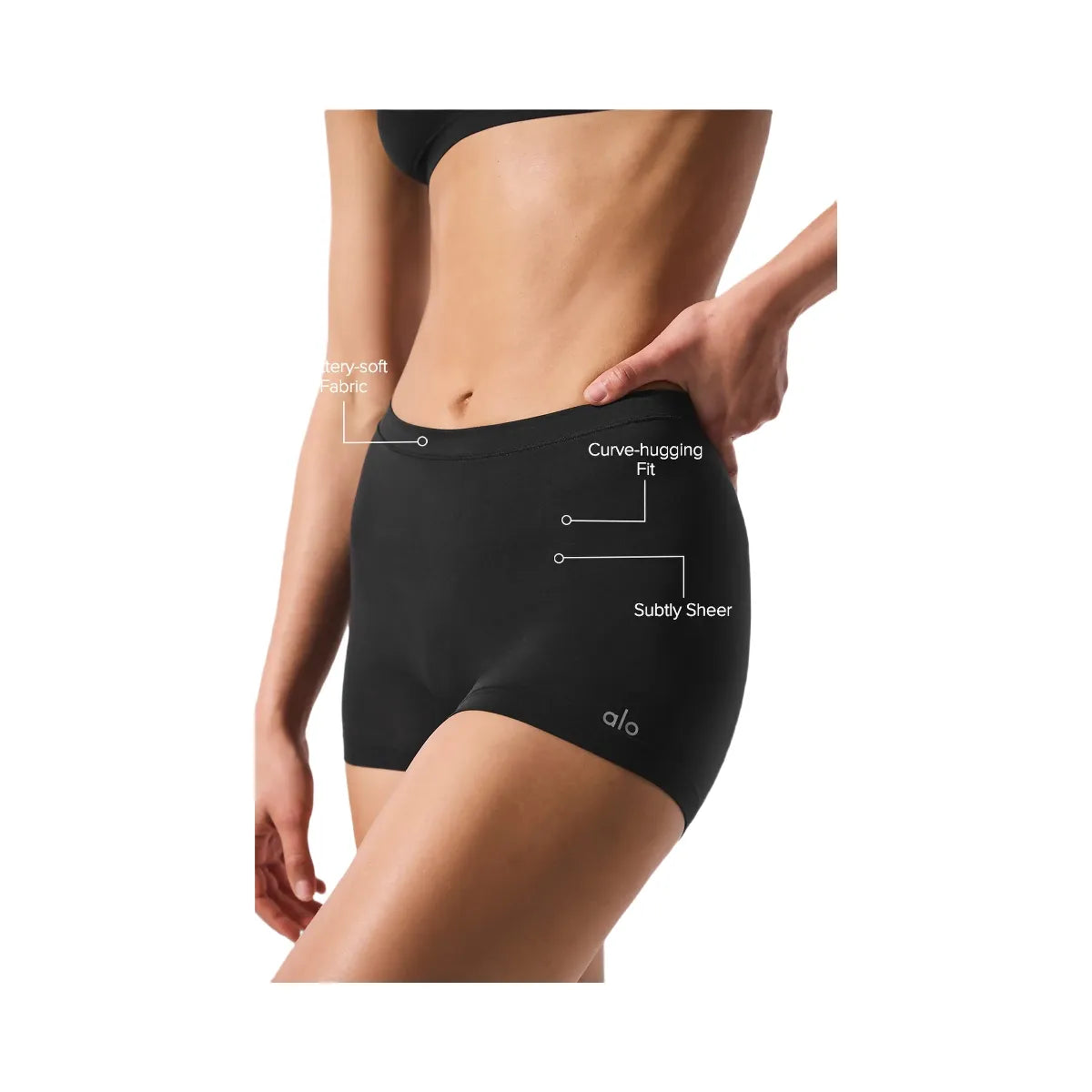 Alo Women's Sheer Glow Boyshort - Black