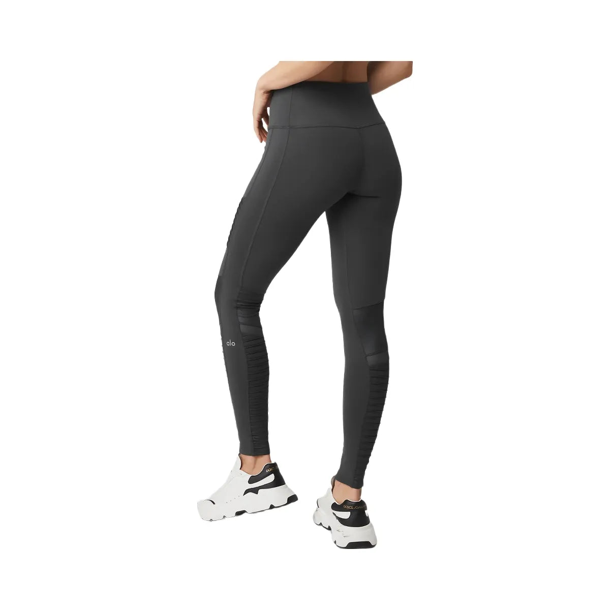 Alo Women's High-Waist Moto Legging - Anthracite/Anthracite Glossy