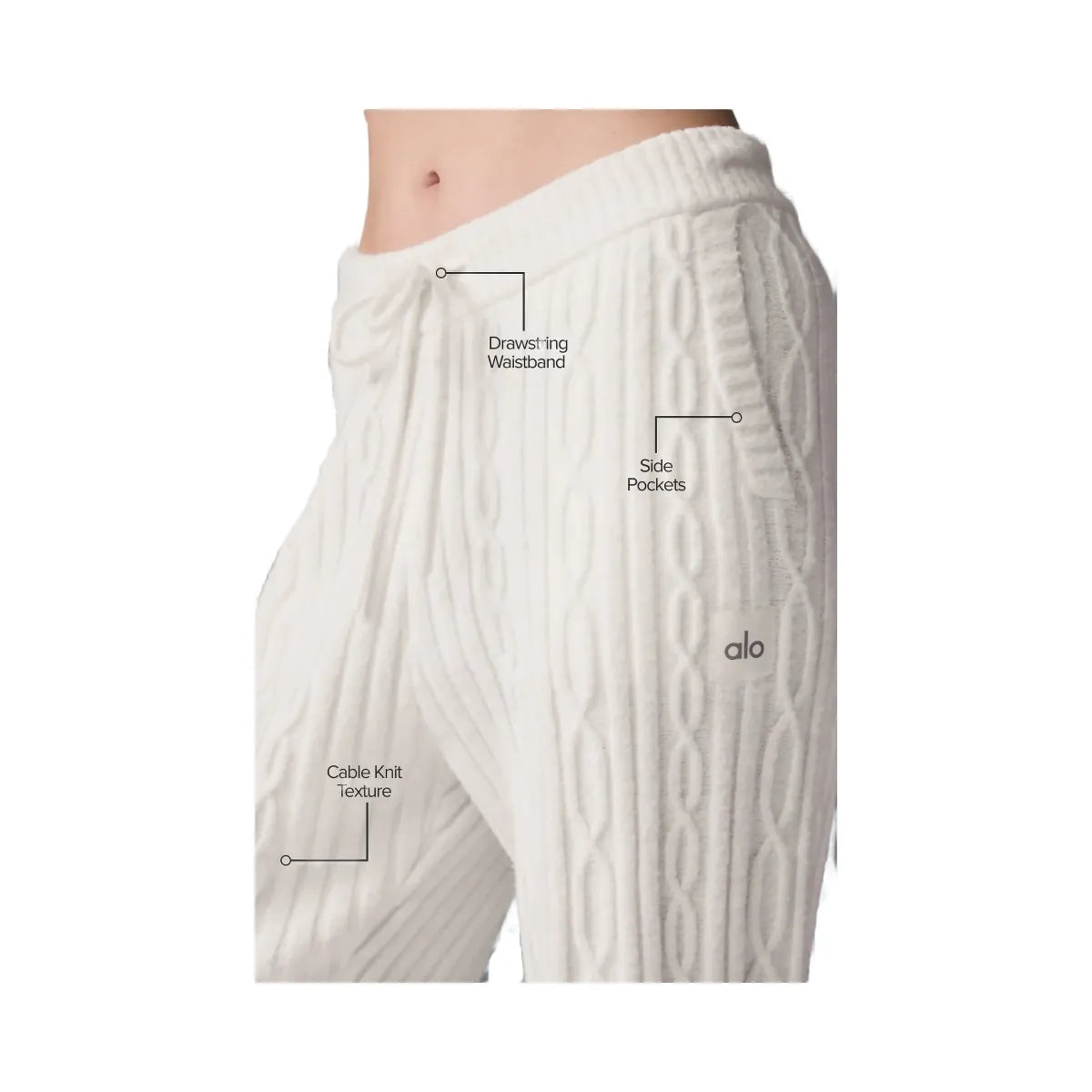 Alo Women's Cable Knit Winter Bliss Pant - Ivory