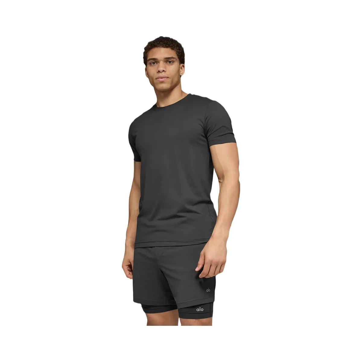 Alo Men's Conquer Reform Crewneck Short Sleeve - Anthracite