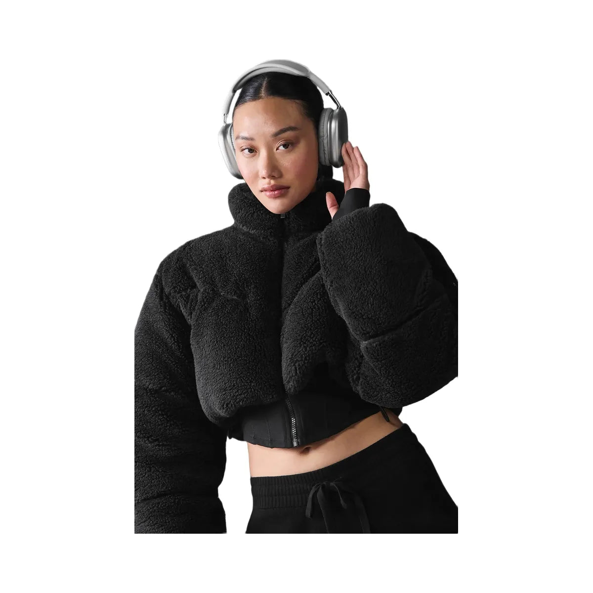 Alo Women's Sherpa Main Act Corset Puffer - Black