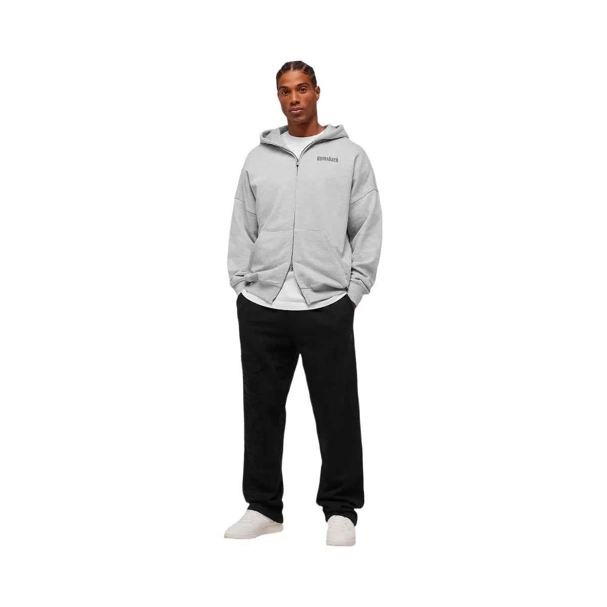 Gymshark Olde English Zip Up Hoodie - Soft Grey Marl