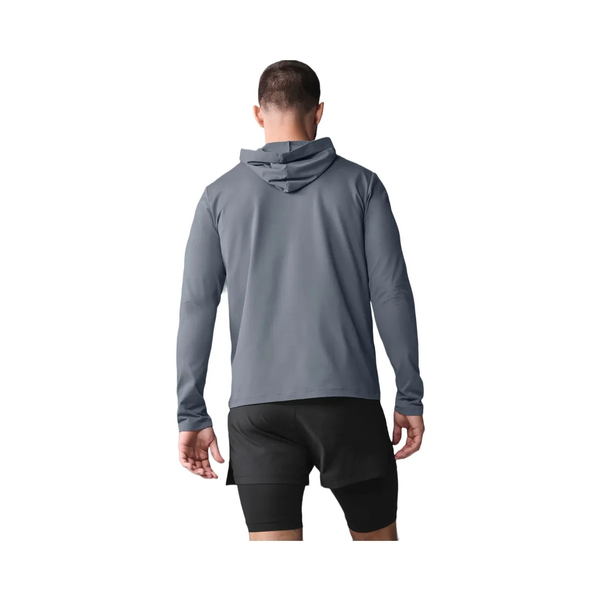 Alo Men's Conquer Reform Long Sleeve With Hood - Steel Grey