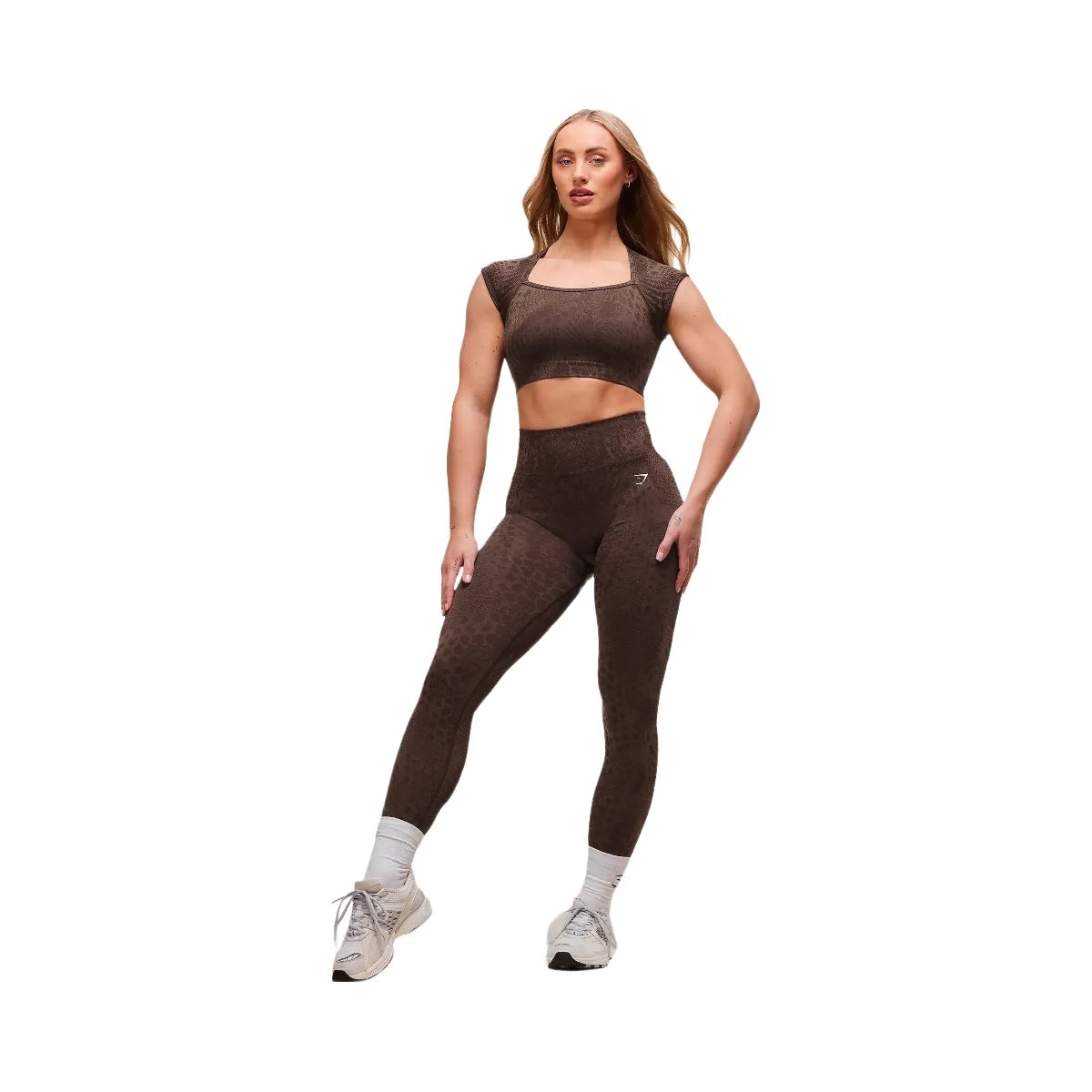 Gymshark Adapt Animal X Whitney Seamless Crop Top - Brown