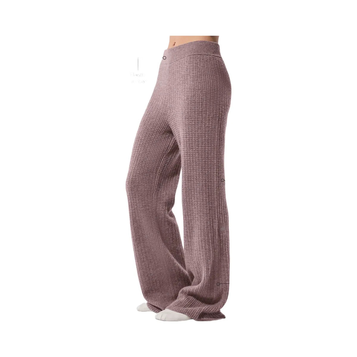 Alo Women's Cashmere High-Waist Plush Waffle Pant - Mushroom Heather