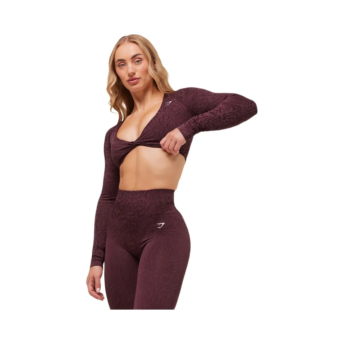 Gymshark Adapt Animal Long Sleeve Crop Top - Cherry Purple/Reset Pink