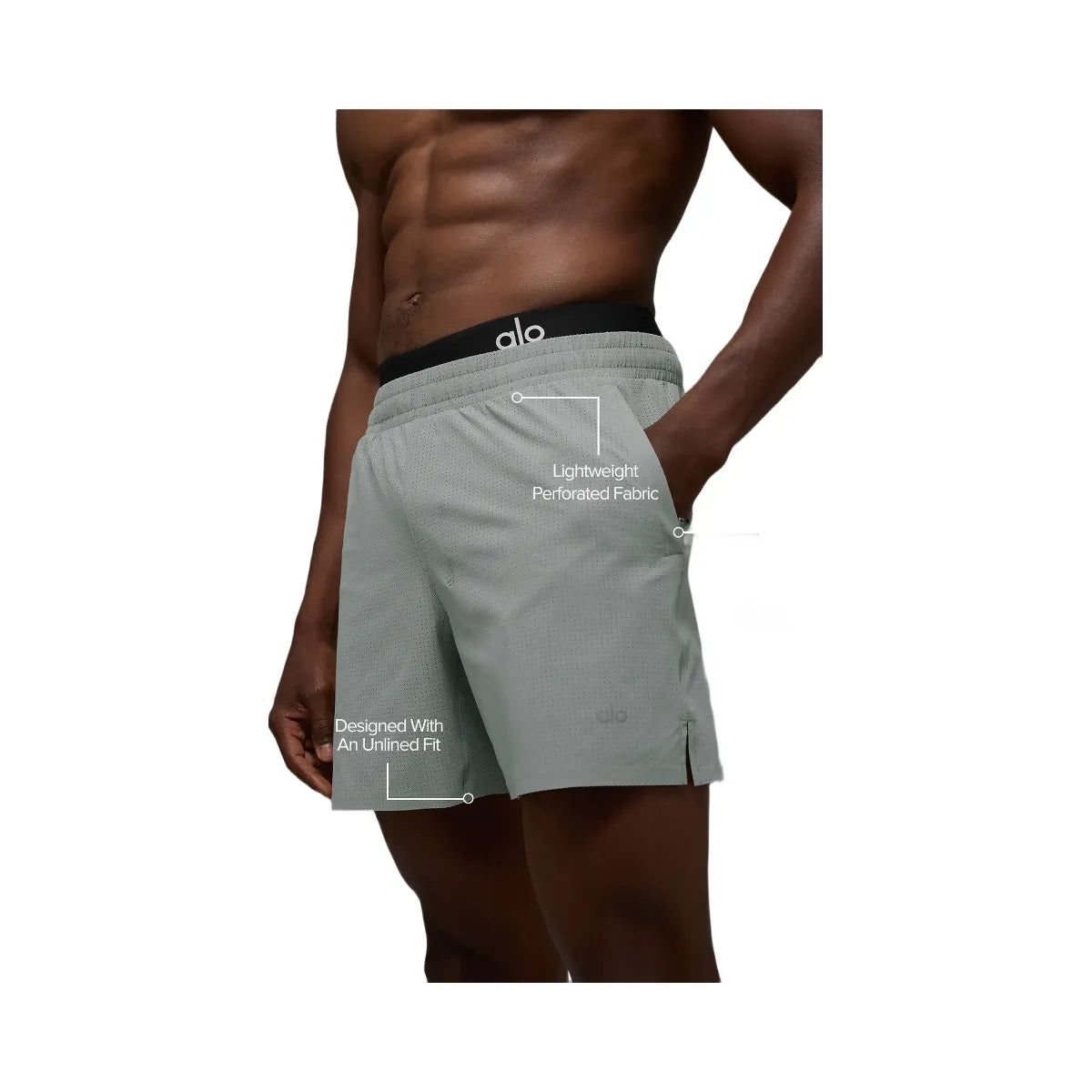 Alo Men's 5" Traction Running Short - Lunar Grey