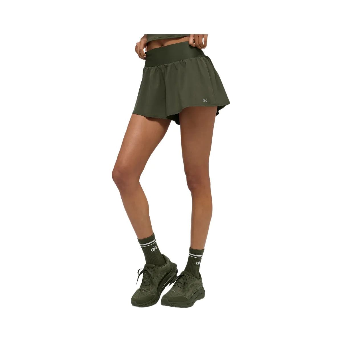 Alo Women's Victory Running Short - Green Olive
