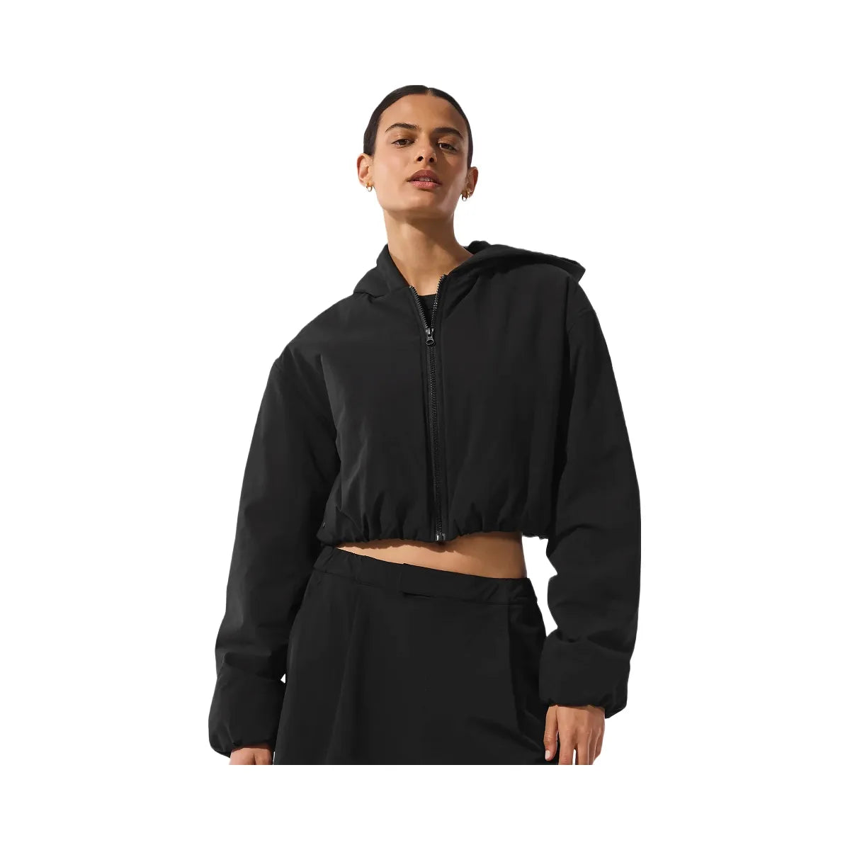 Alo Women's Cropped Mountain Peak Full-Zip Hoodie - Black