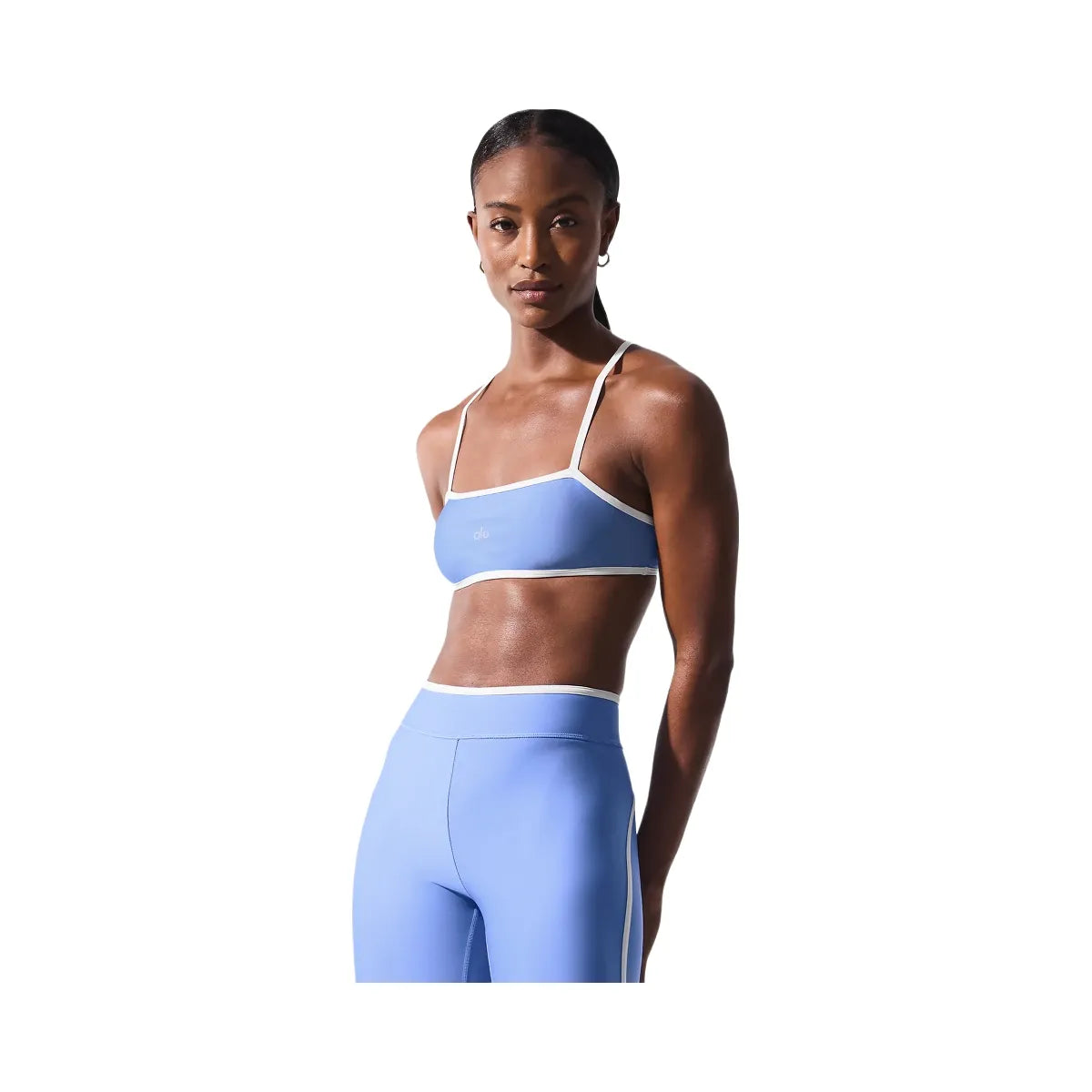 Alo Women's Airlift Charger Bra - Crystal Clear Blue/White