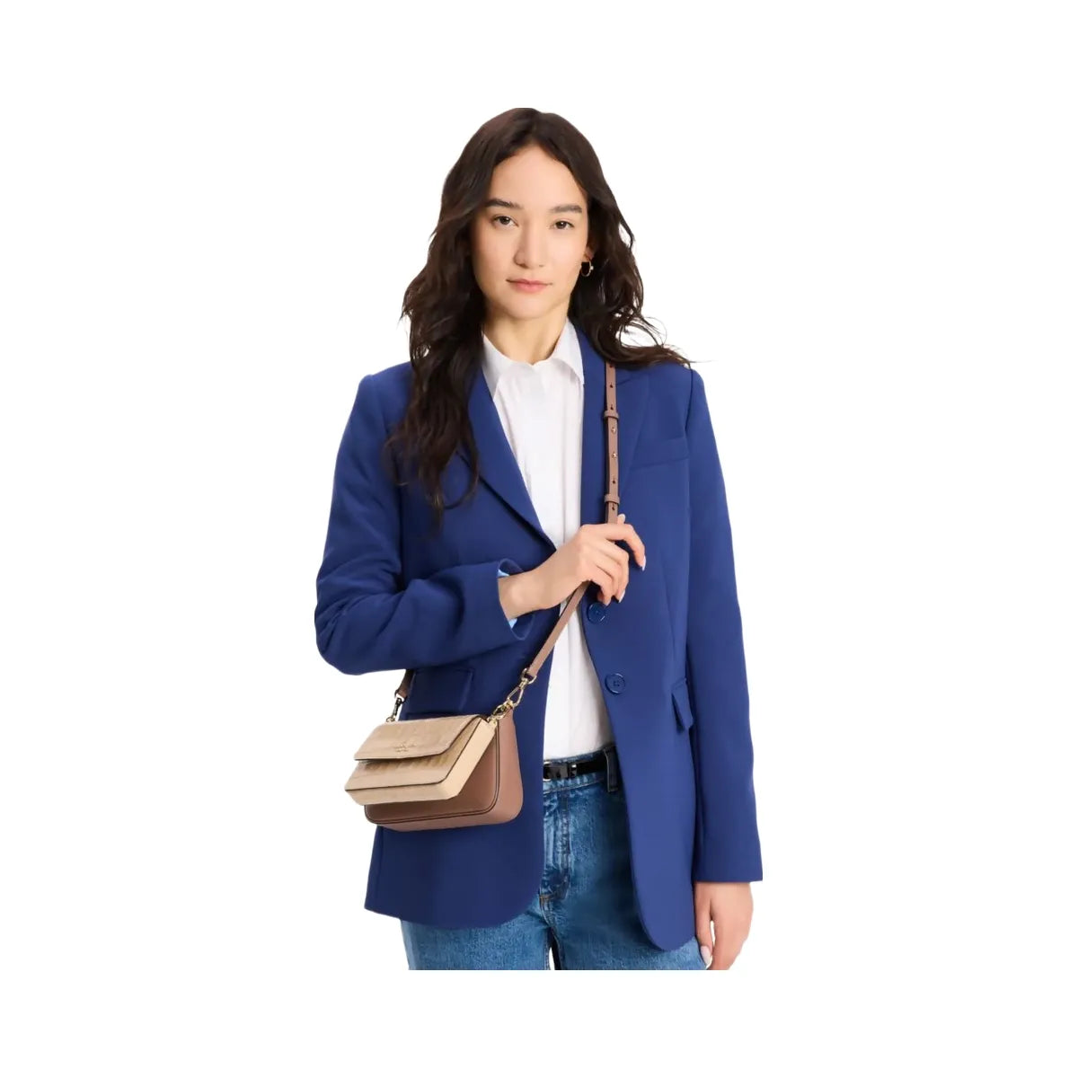Kate Spade Double Up Croc Embossed Crossbody Warm Acorn Multi