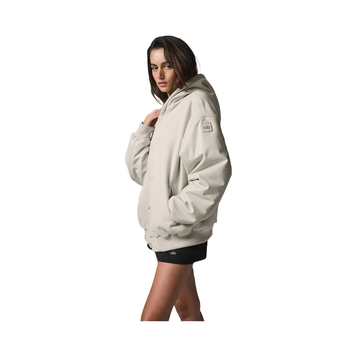 Alo Women's Select Hooded Bomber Jacket - Bone