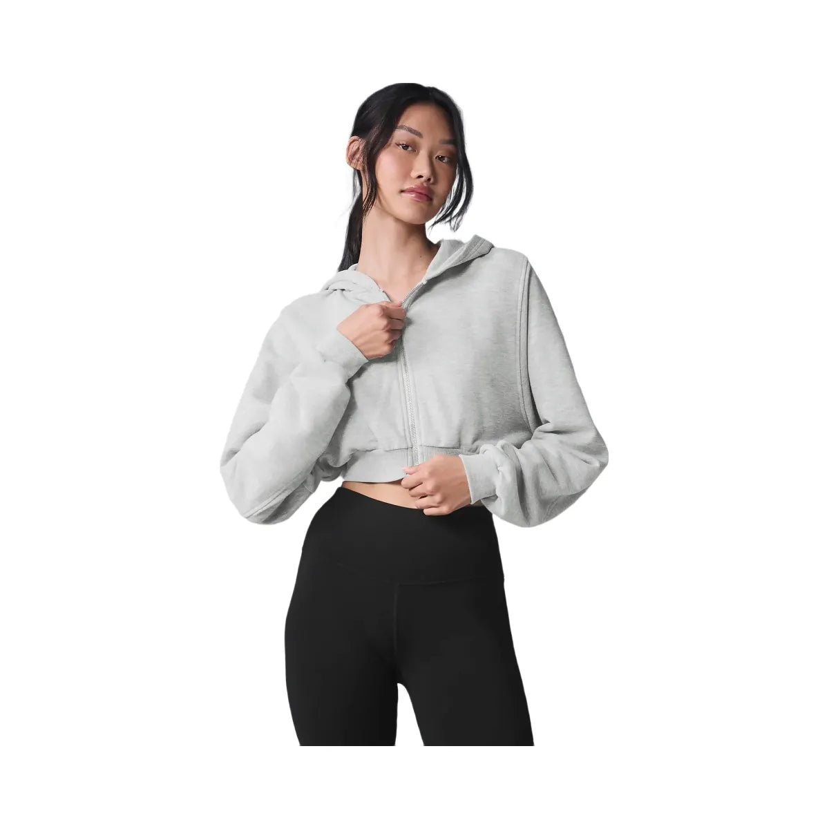 Alo Women's Sweet Escape Zip Up Hoodie - Athletic Heather Grey