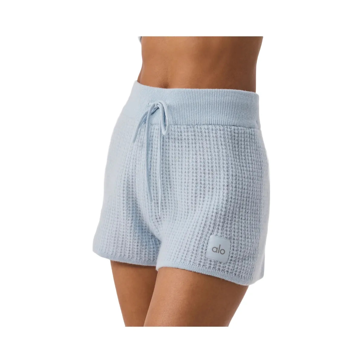Alo Women's Cashmere High-Waist Plush Waffle Short - Crystal Blue