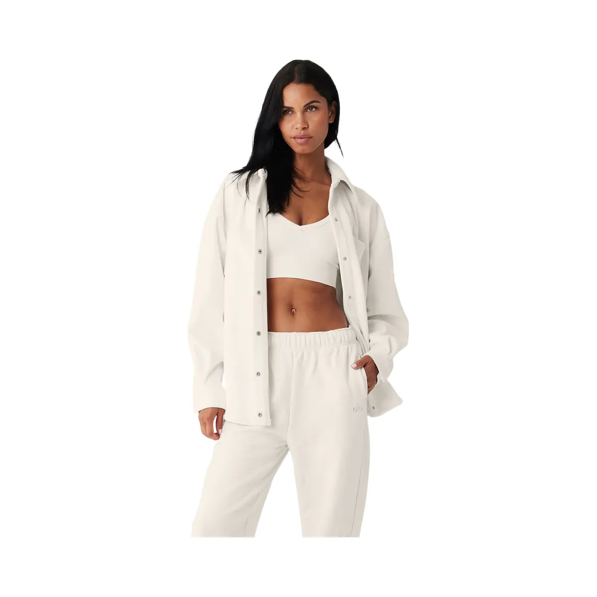 Alo Women's Ribbed Velour Mountain Side Shacket - Ivory