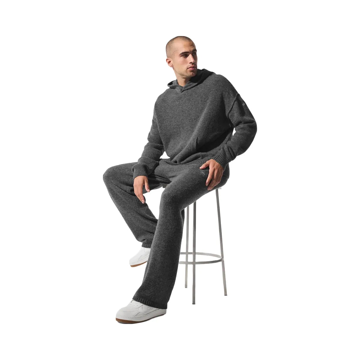 Alo Men's Wool Cashmere New Class Hoodie - Platinum Grey