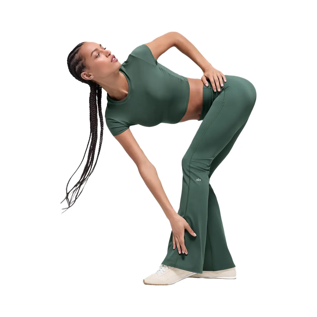 Alo Women's ALO Softsculpt 7/8 Foldover Flare Legging - Clover Green