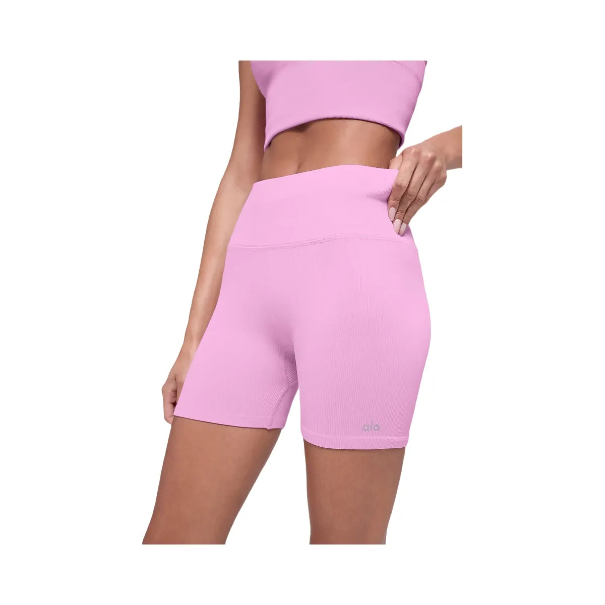 Alo Women's 5" Seamless Ribbed Favorite Short - Candy Heart Pink