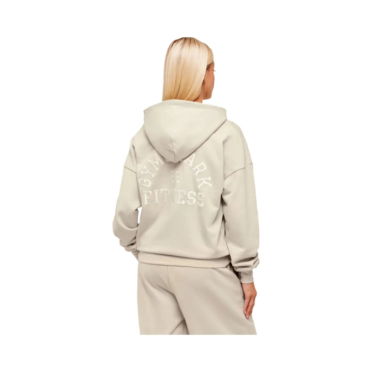 Gymshark Fitness Embroidered Graphic Zip Up Hoodie - Pebble Grey