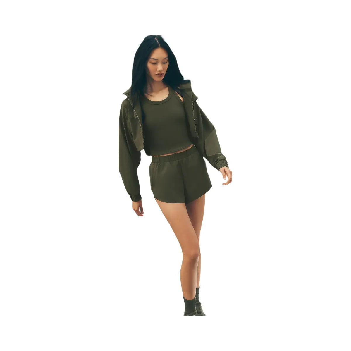 Alo Women's Playmaker Dolphin Short - Green Olive