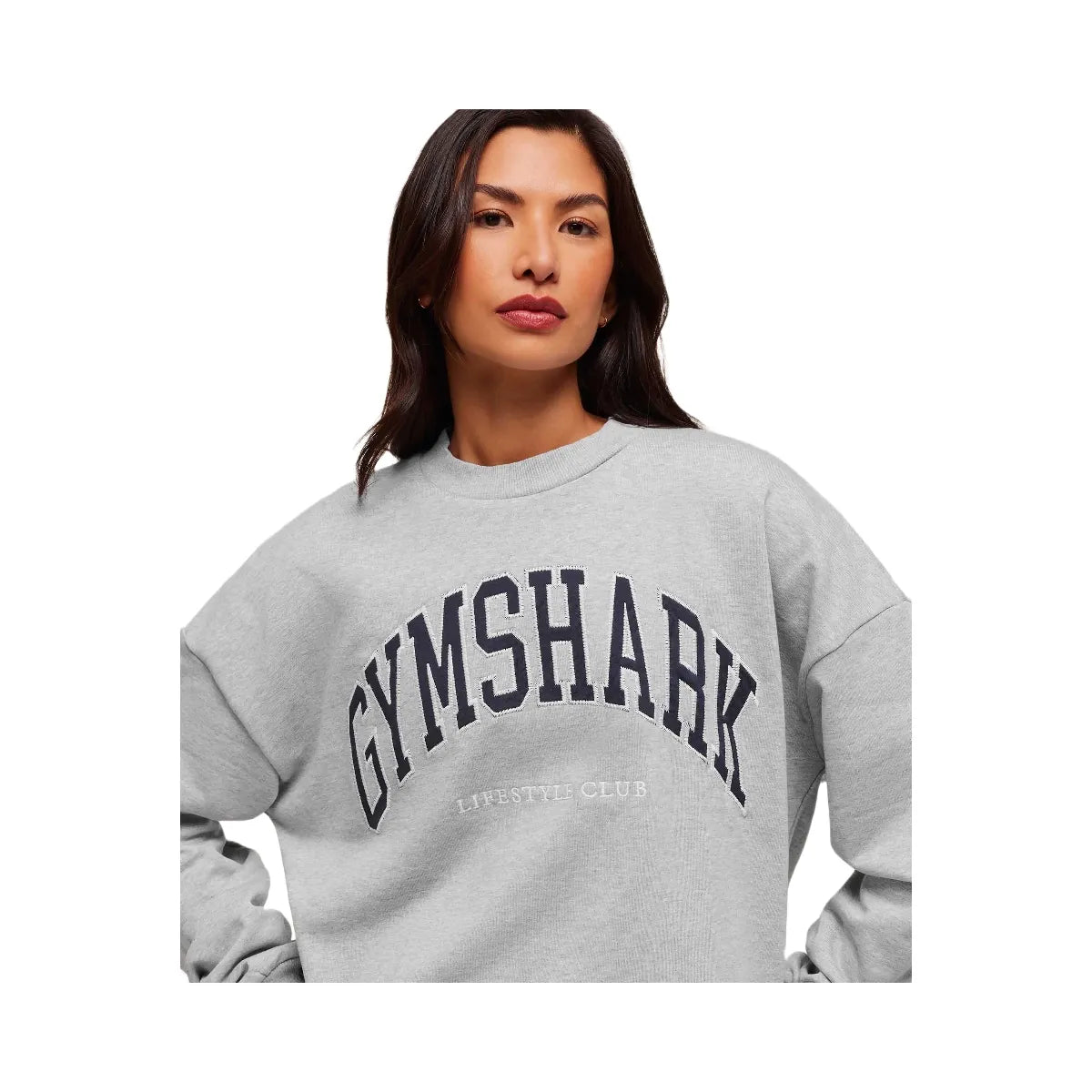 Gymshark Collegiate Graphic Crew Neck Pullover - Light Grey Core Marl