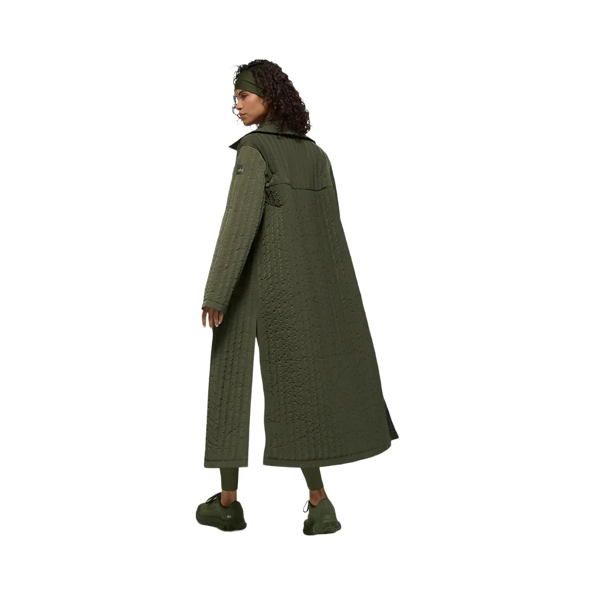 Alo Women's Quilted Skyline Long Coat - Green Olive