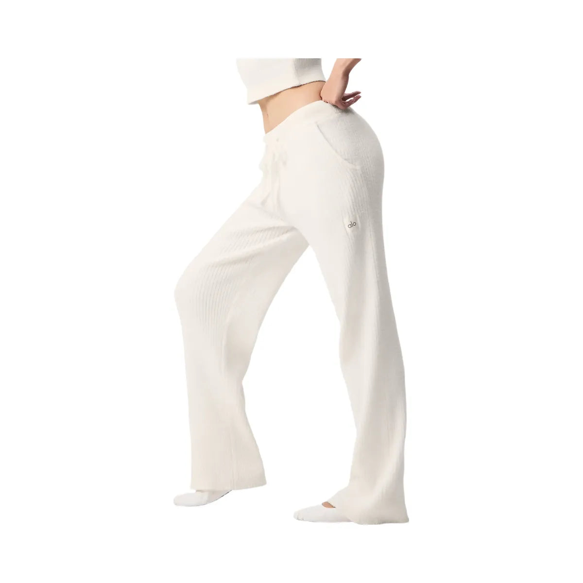Alo Women's Snuggle Up Sweater High-Waist Wide Leg Pant - Ivory