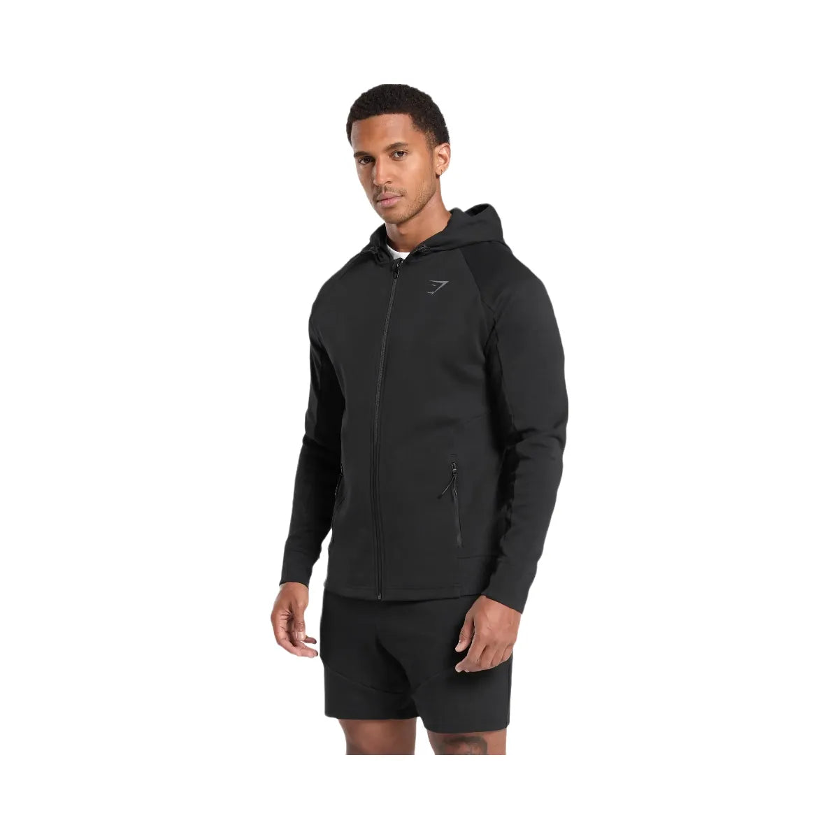 Gymshark Interlock Tech Zip Up Hoodie - Black