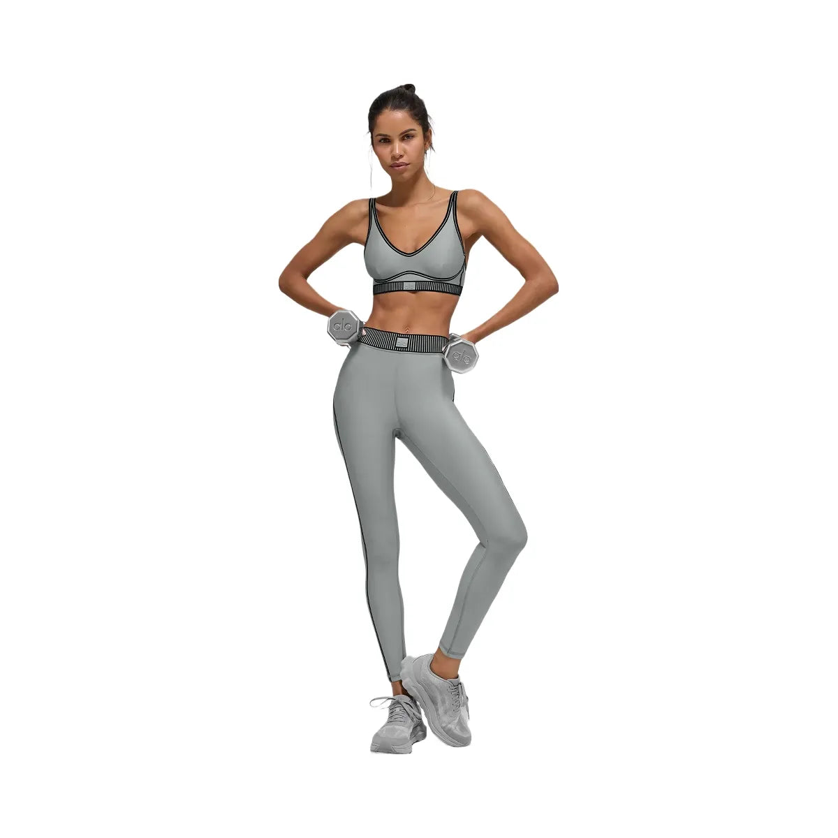 Alo Women's Airlift Line Up Bra - Lunar Grey