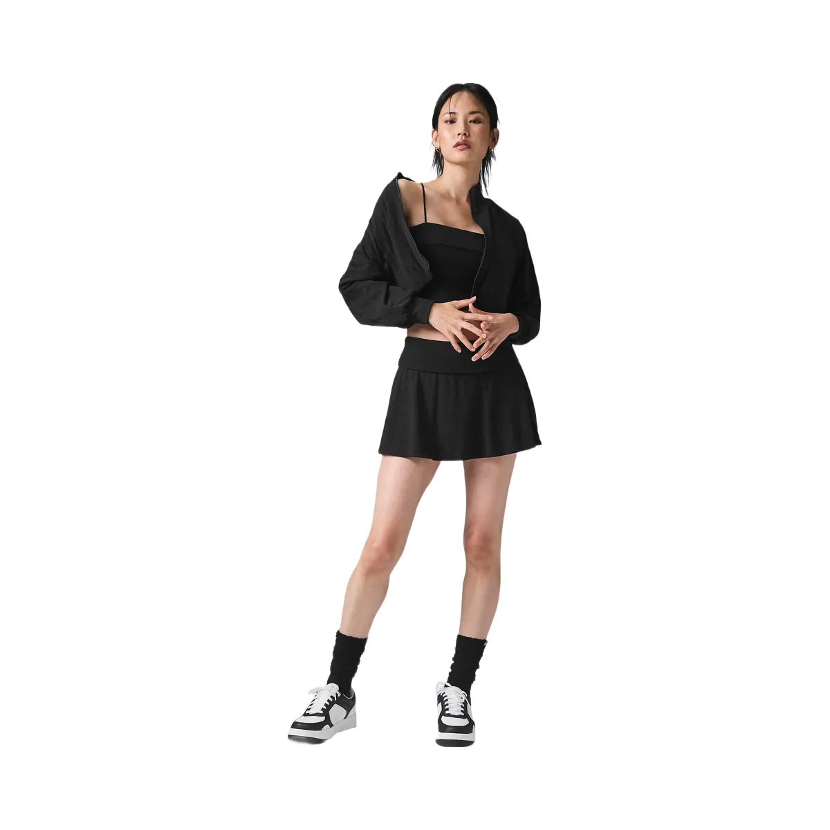 Alo Women's Cropped Doubles Only Full Zip Jacket - Black
