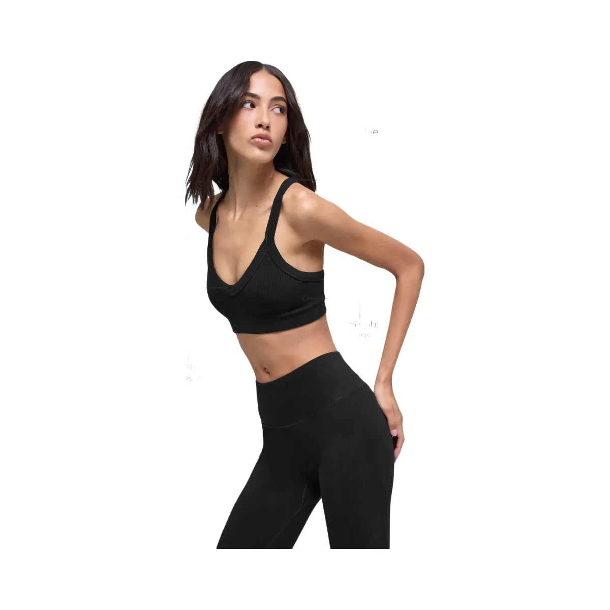 Alo Women's Seamless Two Tone Rib Bra - Black